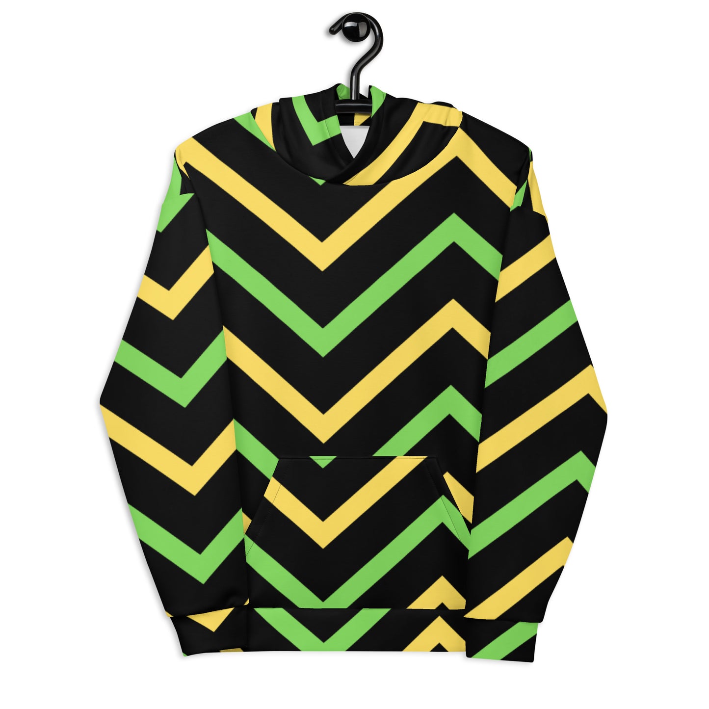 Green Zigzag Drawstring Hoodie