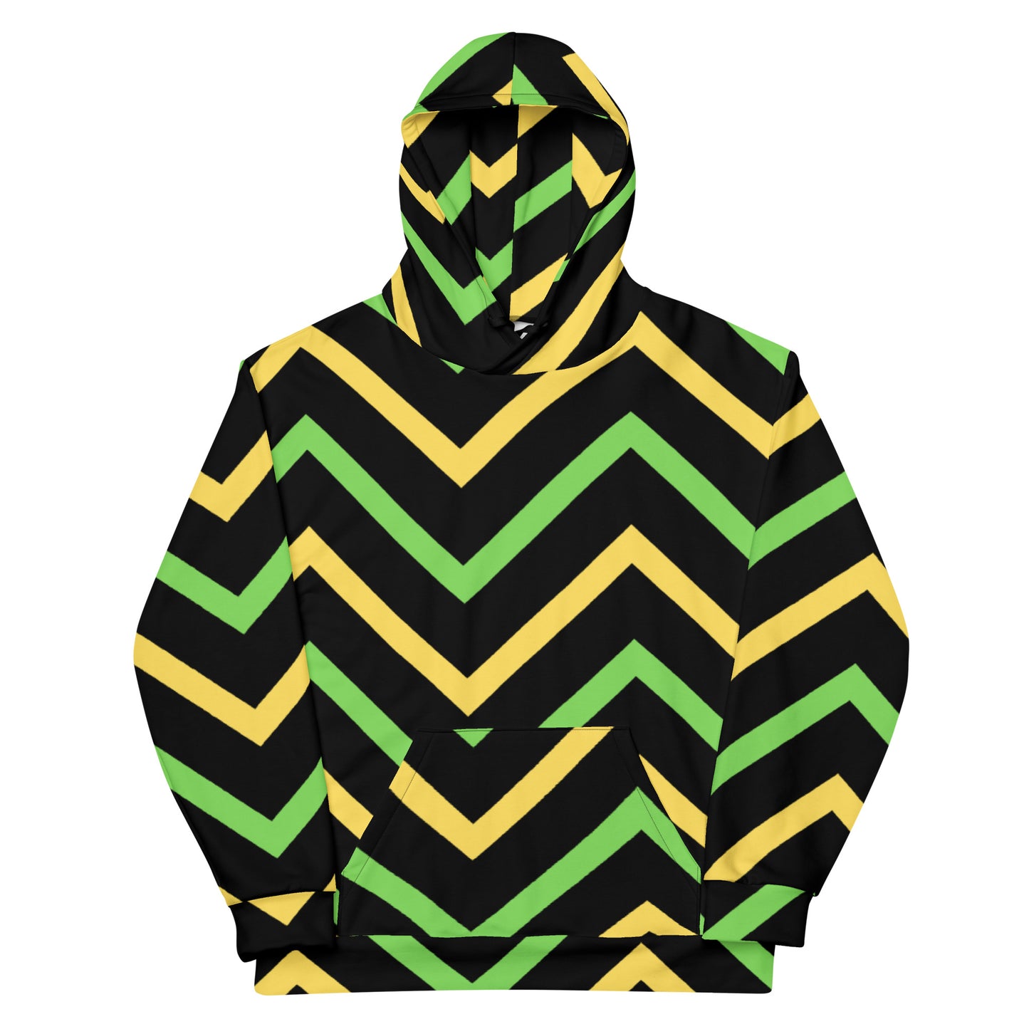 Green Zigzag Drawstring Hoodie