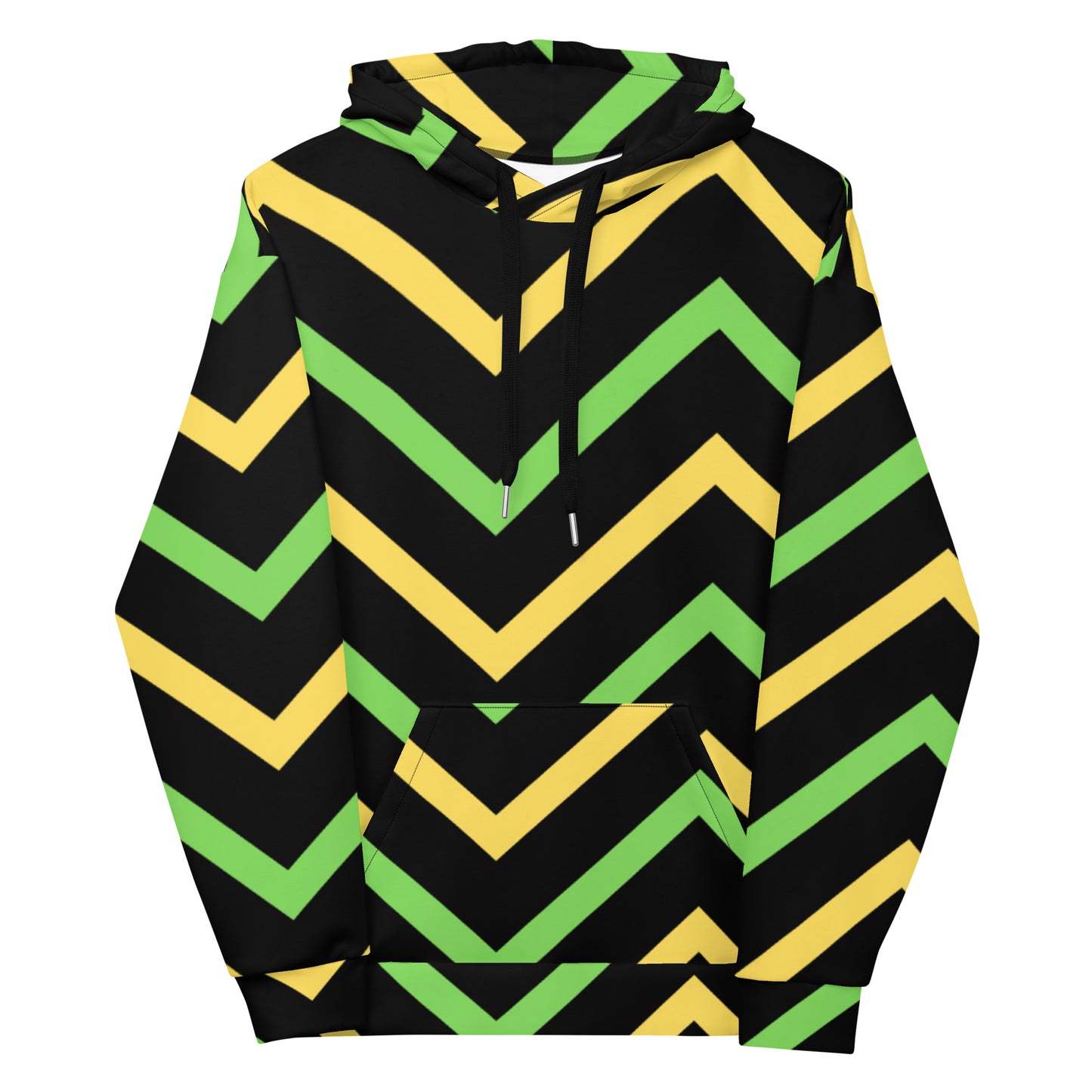 Green Zigzag Drawstring Hoodie